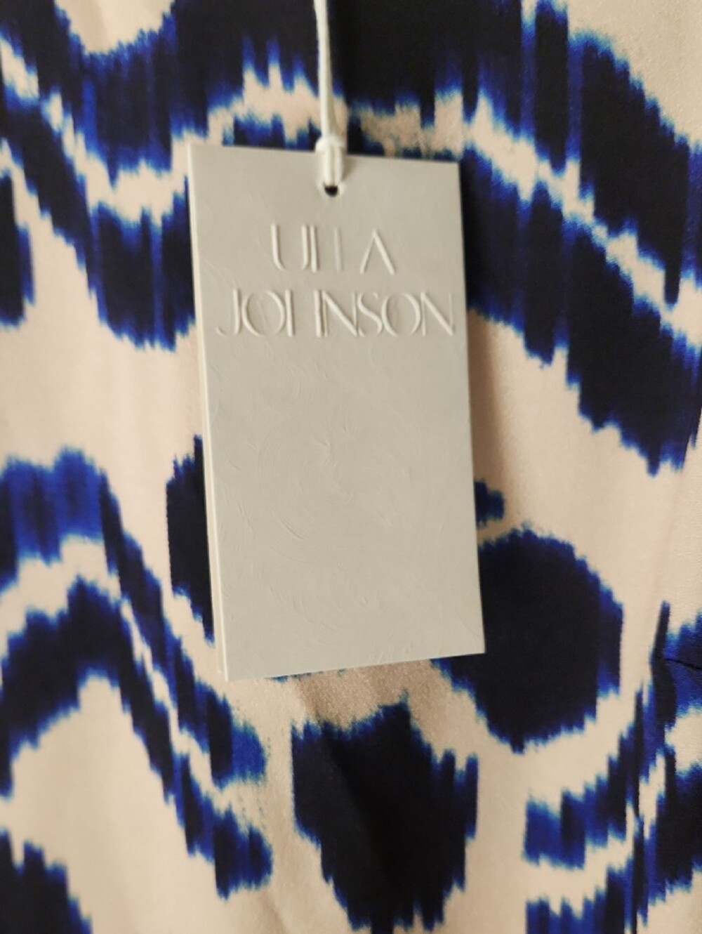 Ulla Johnson Liliana Navy & Cream Ikat-Print Blouse Size 4 Nwt - Picture 10 of 14